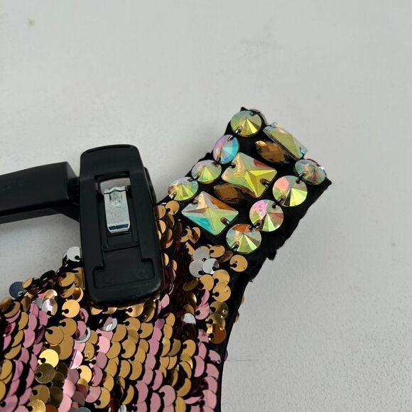 EMOTION Design Sequin One Shoulder Sparkle Gem Mini Cocktail Dress Size Medium - Picture 7 of 16